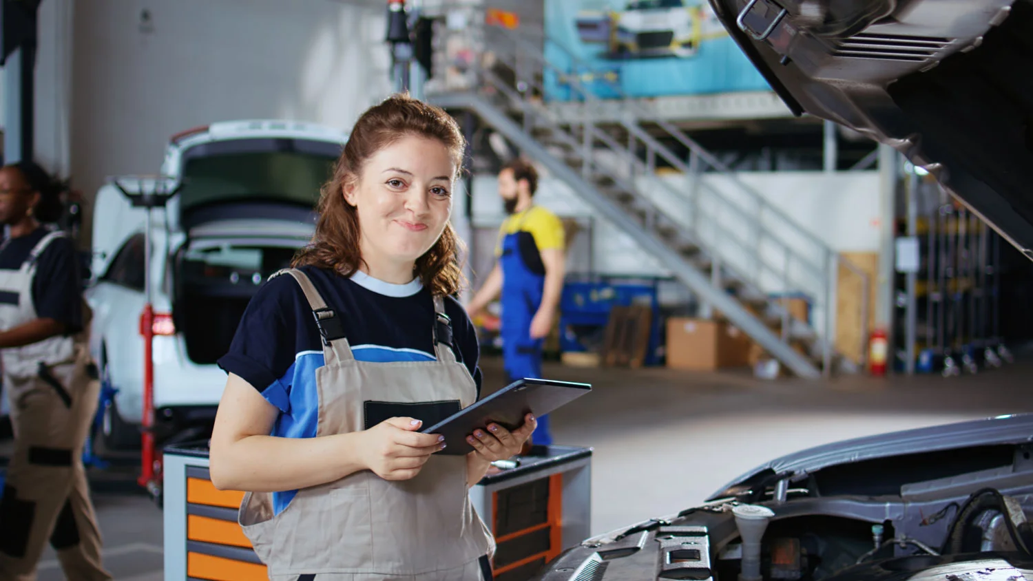female engineer holding a tablet